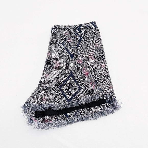 Rory Beca Blue Printed Shorts Fringe Detailing SZM - Picture 3 of 6